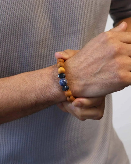 Cedarwood Throat Chakra Bangle with Sodalite - Bee my Gift