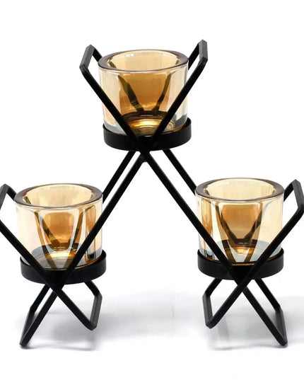 Centrepiece Iron Votive Candle Holder - 3 Cup Triangle - Bee my Gift