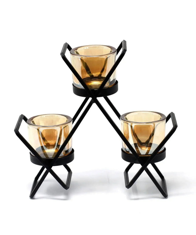 Centrepiece Iron Votive Candle Holder - 3 Cup Triangle - Bee my Gift