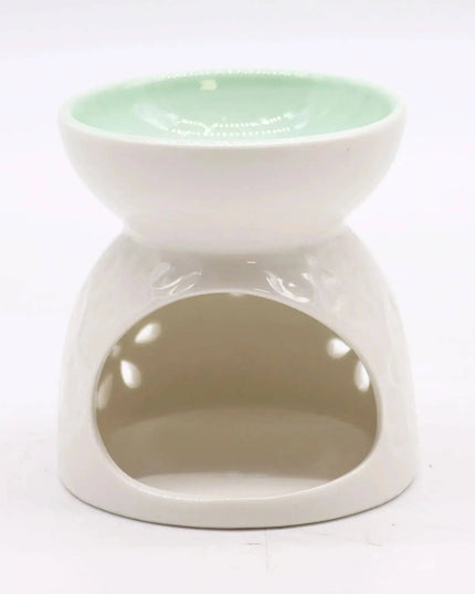 Ceramic White Oil Burner - Floral Design for Relaxation - Bee my Gift