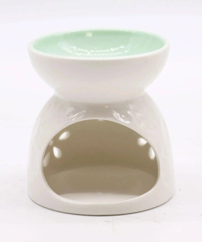 Ceramic White Oil Burner - Floral Design for Relaxation - Bee my Gift