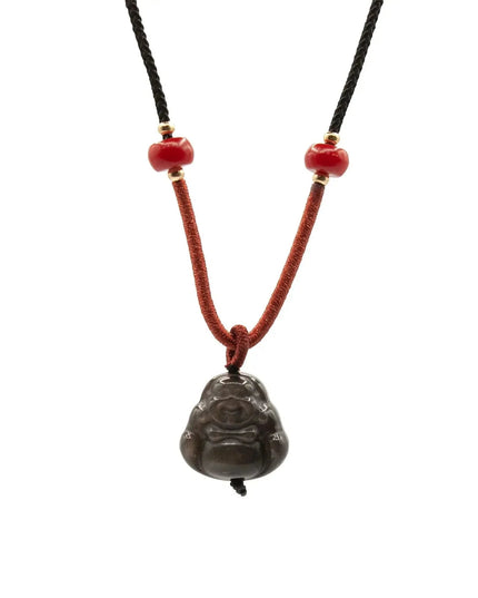 Cool Gemstone Pendants - Sliver Obsidian Buddha - Bee my Gift