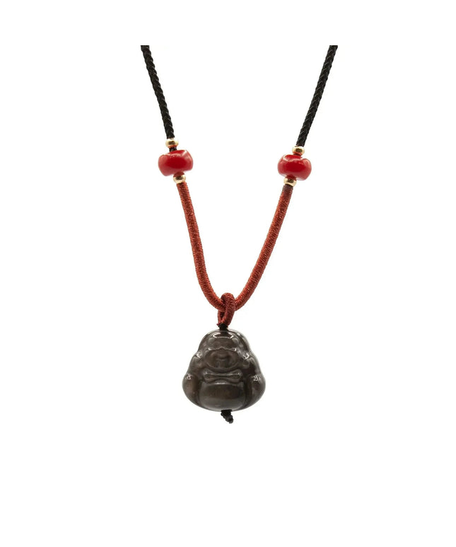 Cool Gemstone Pendants - Sliver Obsidian Buddha - Bee my Gift