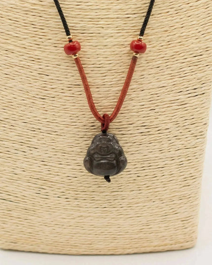 Cool Gemstone Pendants - Sliver Obsidian Buddha - Bee my Gift