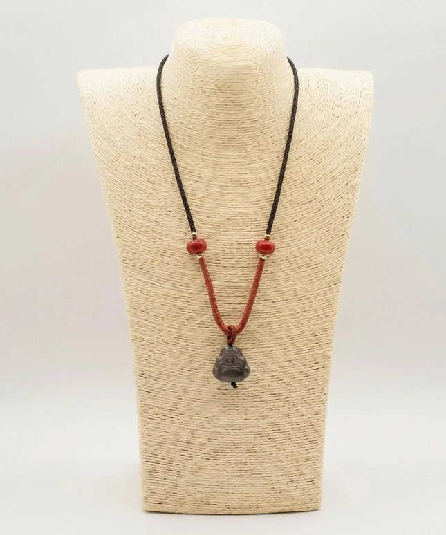 Cool Gemstone Pendants - Sliver Obsidian Buddha - Bee my Gift