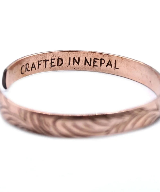 Copper Tibetan Bracelet - Slim Tribal Swirls - Bee my Gift