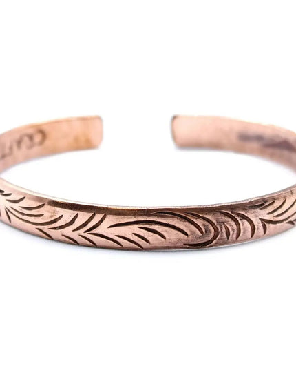 Copper Tibetan Bracelet - Slim Tribal Swirls - Bee my Gift