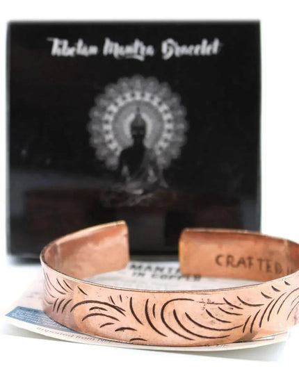 Copper Tibetan Bracelet - Wide Tribal Swirls - Bee my Gift