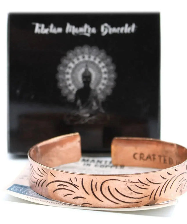 Copper Tibetan Bracelet - Wide Tribal Swirls - Bee my Gift