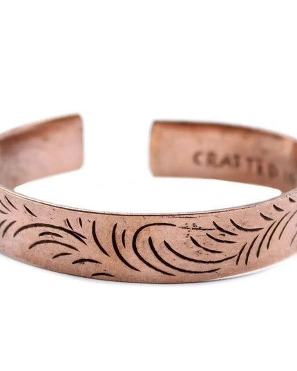 Copper Tibetan Bracelet - Wide Tribal Swirls - Bee my Gift