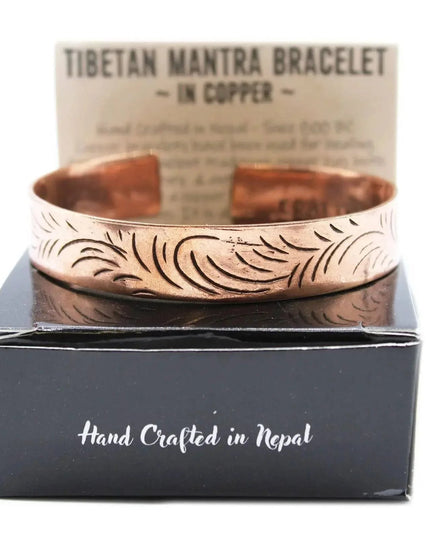 Copper Tibetan Bracelet - Wide Tribal Swirls - Bee my Gift