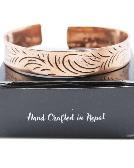 Copper Tibetan Bracelet - Wide Tribal Swirls - Bee my Gift