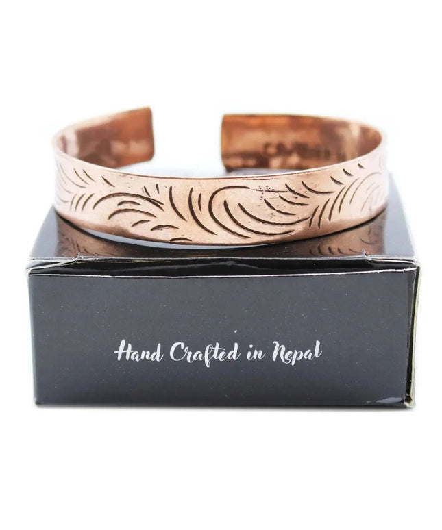 Copper Tibetan Bracelet - Wide Tribal Swirls - Bee my Gift