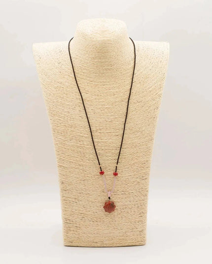 Cord Necklace Gemstone Pendant - Carnelian Sun Face - Bee my Gift