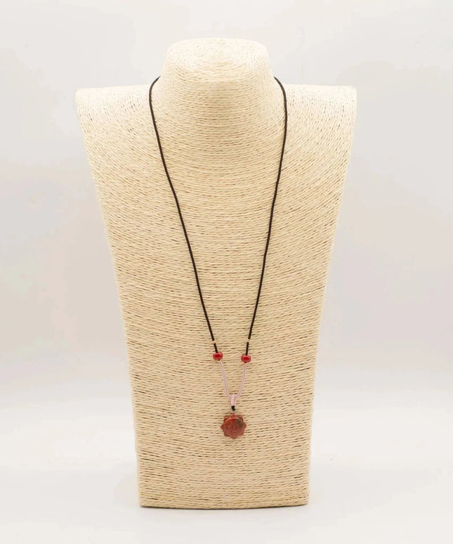 Cord Necklace Gemstone Pendant - Carnelian Sun Face - Bee my Gift