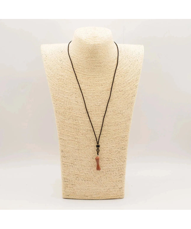 Cord Necklace Gemstone Pendant - Goldstone Bone - Bee my Gift