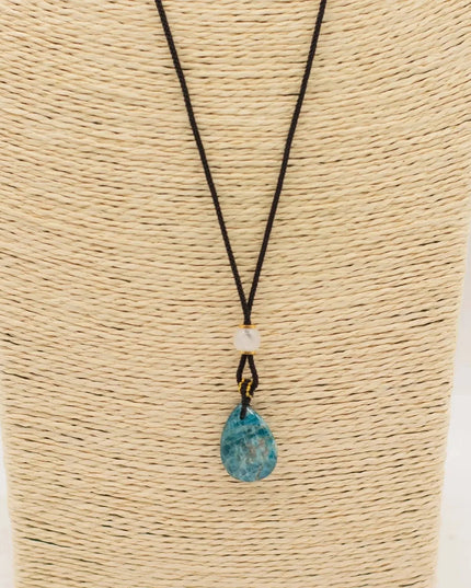 Cord Necklace Gemstone Pendant - Howlite Teardrop - Bee my Gift
