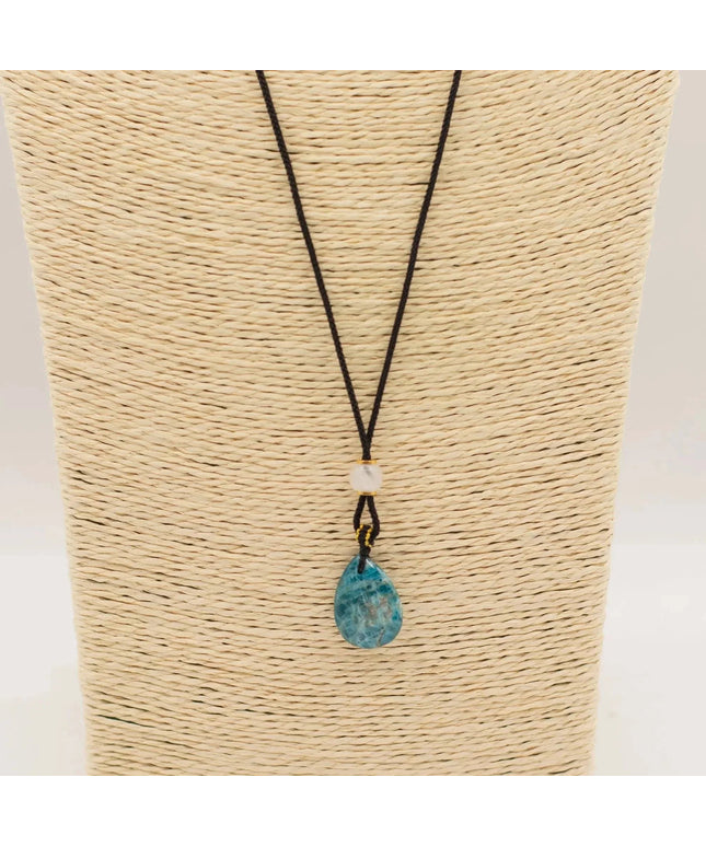 Cord Necklace Gemstone Pendant - Howlite Teardrop - Bee my Gift