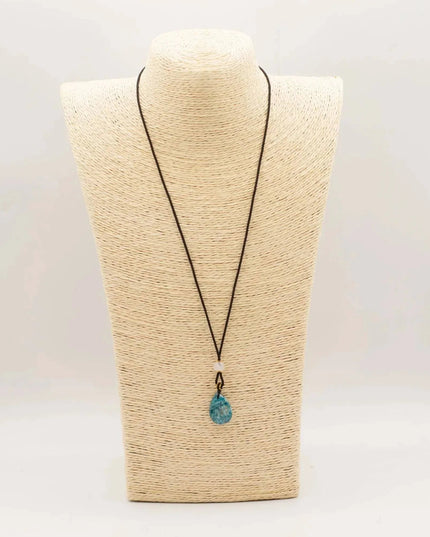 Cord Necklace Gemstone Pendant - Howlite Teardrop - Bee my Gift
