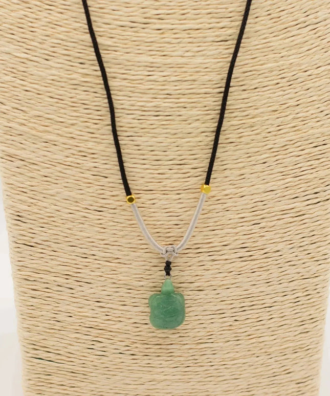 Cord Necklace Gemstone Pendant - Jade Turtle - Bee my Gift