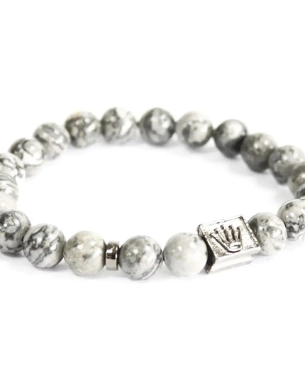 Crown Ingot / Grey Agate - Gemstone Bracelet - Bee my Gift