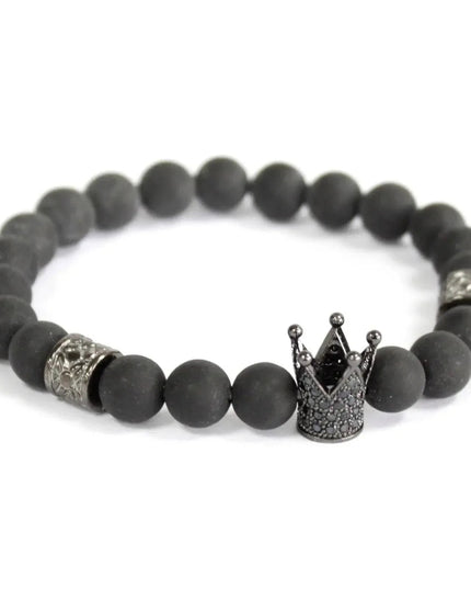 Crystal Crown / Black Agate - Gemstone Bracelet - Bee my Gift