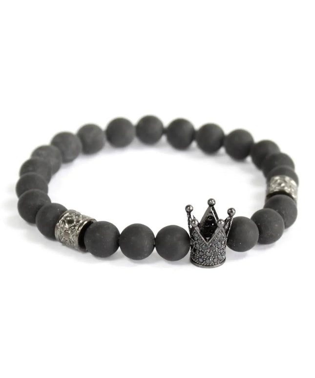 Crystal Crown / Black Agate - Gemstone Bracelet - Bee my Gift