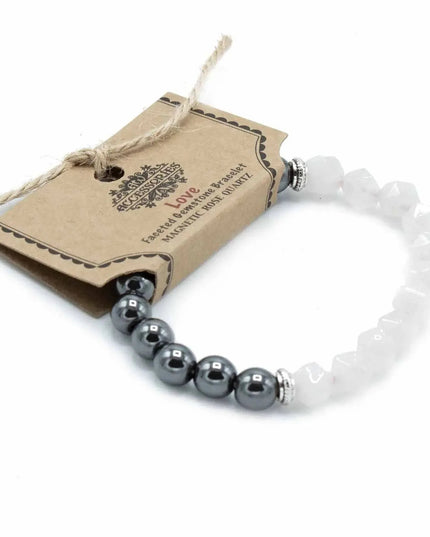 Faceted Gemstone Bracelet - Magnetc Rose Quatz - Bee my Gift