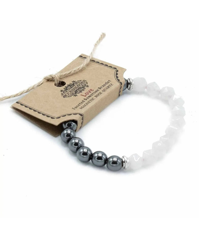 Faceted Gemstone Bracelet - Magnetc Rose Quatz - Bee my Gift