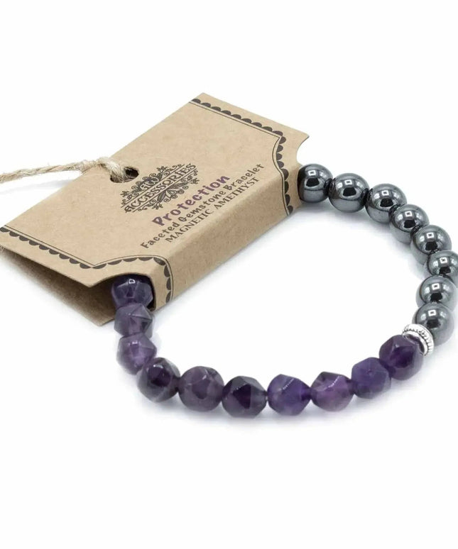 Faceted Gemstone Bracelet - Magnetic Amethyst - Bee my Gift