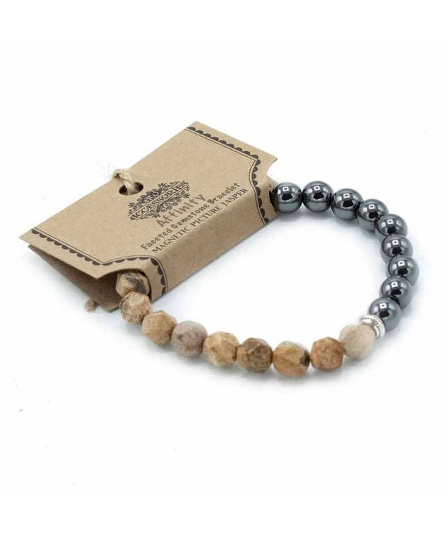 Faceted Gemstone Bracelet - Magnetic Picture Jasper - Bee my Gift