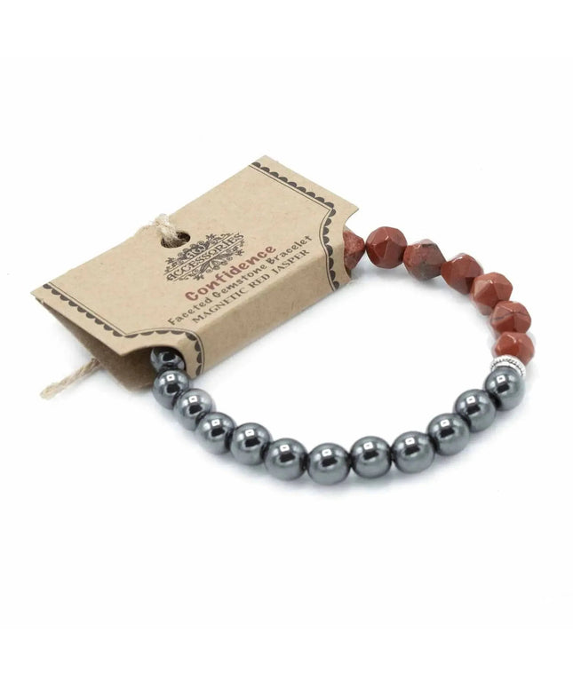 Faceted Gemstone Bracelet - Magnetic Red Jasper - Bee my Gift