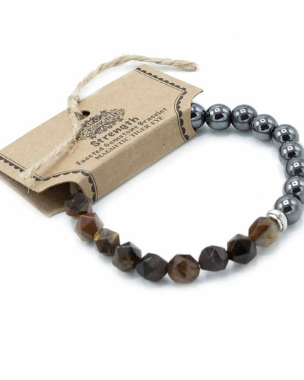Faceted Gemstone Bracelet - Magnetic Tiger Eye - Bee my Gift