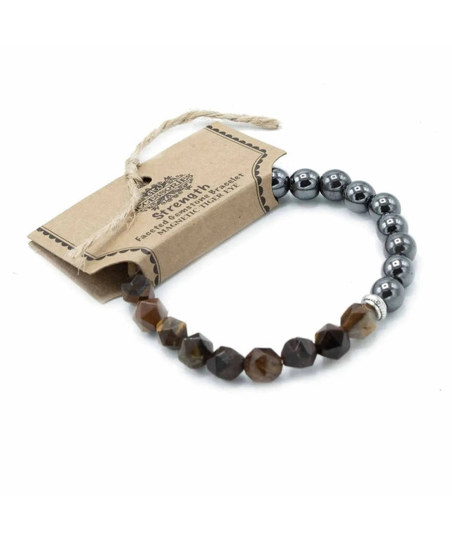 Faceted Gemstone Bracelet - Magnetic Tiger Eye - Bee my Gift