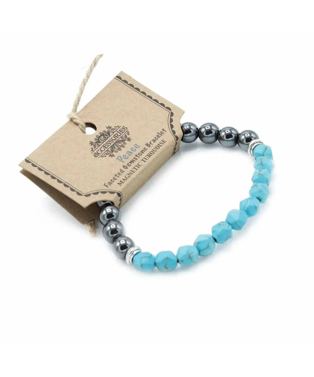 Faceted Gemstone Bracelet - Magnetic Turquoise - Bee my Gift