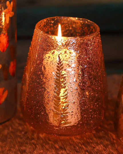 Floral Glass Candle Holder - Large Bowl Design - Bee my Gift