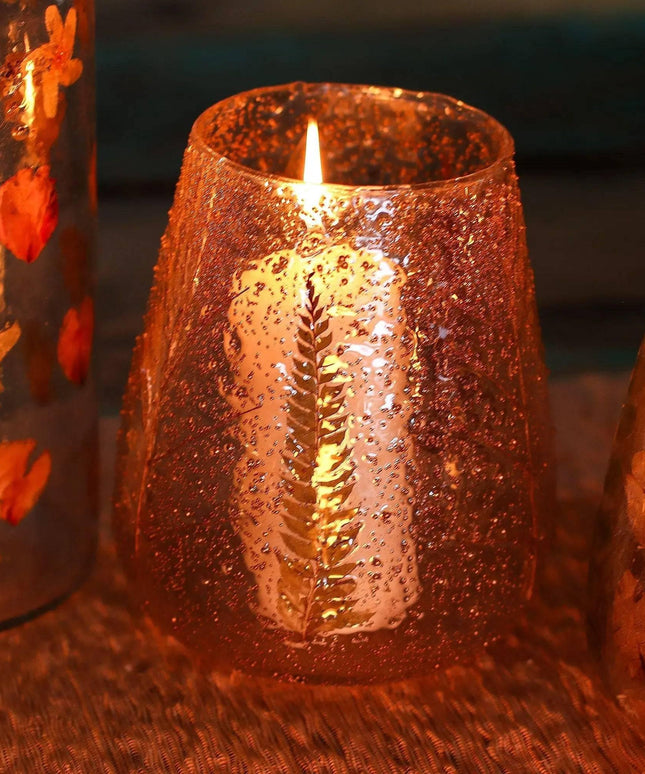 Floral Glass Candle Holder - Large Bowl Design - Bee my Gift