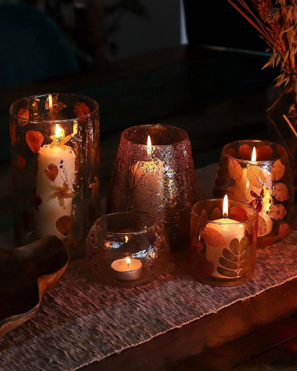 Floral Glass Candle Holder - Large Bowl Design - Bee my Gift