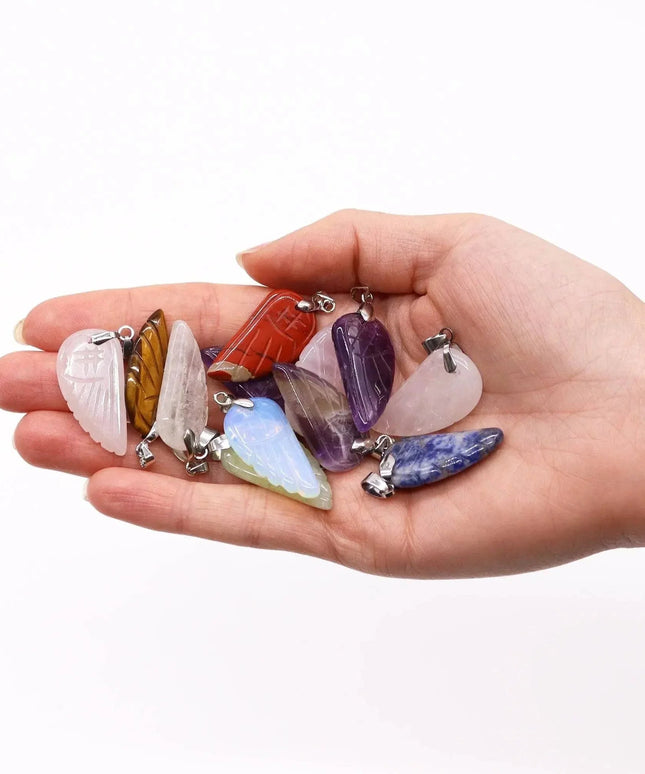 Gemstone Angel Wings Pendants (12 assorted) 28x15mm - Bee my Gift