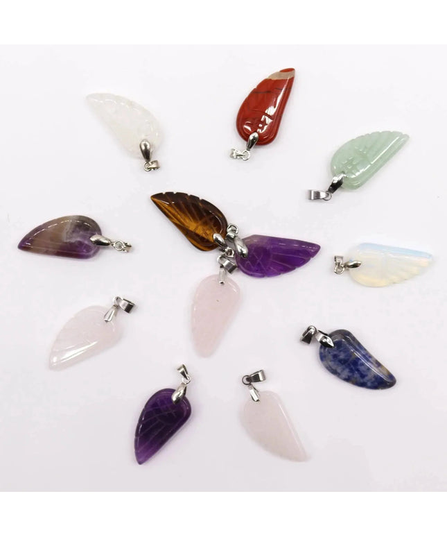 Gemstone Angel Wings Pendants (12 assorted) 28x15mm - Bee my Gift