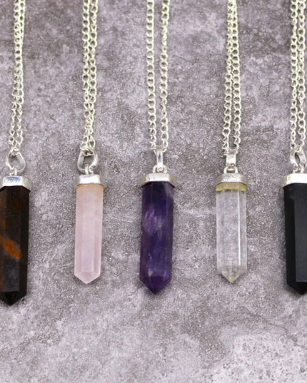 Gemstone Classic Point Pendant - Black Agate - Bee my Gift