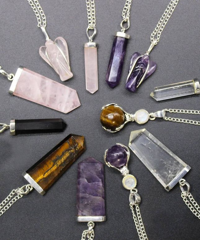Gemstone Classic Point Pendant - Black Agate - Bee my Gift