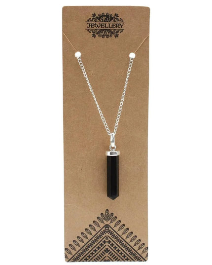 Gemstone Classic Point Pendant - Black Agate - Bee my Gift