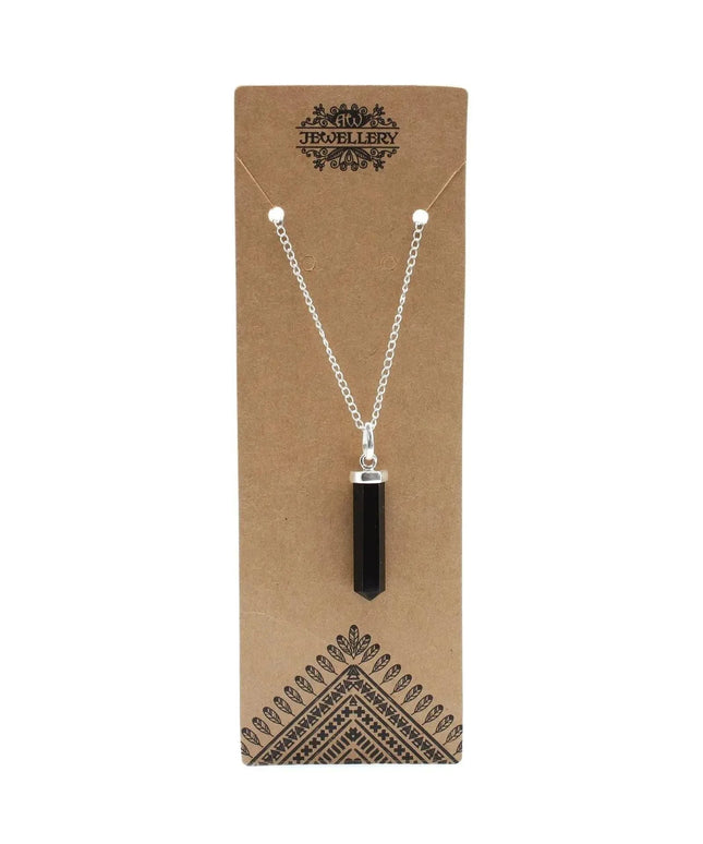 Gemstone Classic Point Pendant - Black Agate - Bee my Gift