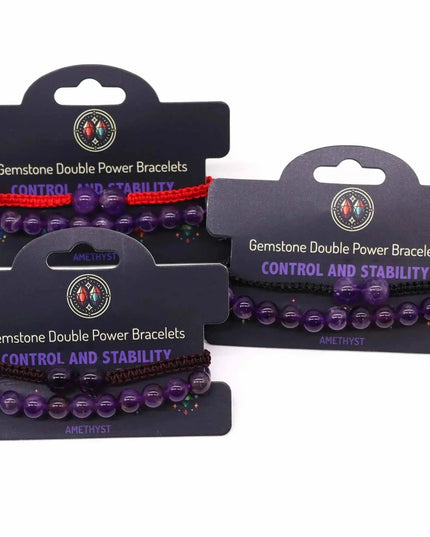 Gemstone Double Power Bracelets - Amythist - Bee my Gift