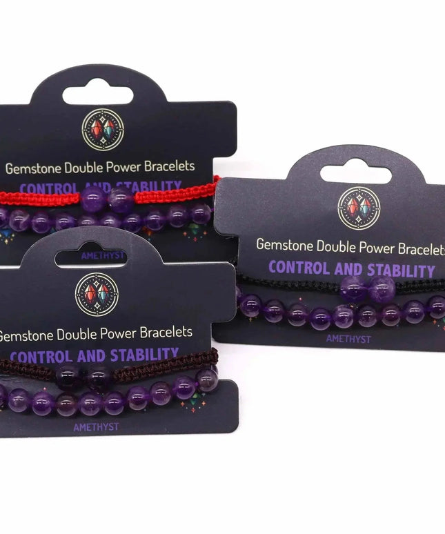 Gemstone Double Power Bracelets - Amythist - Bee my Gift
