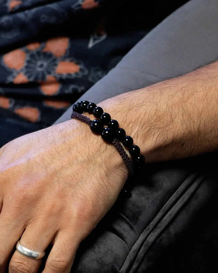 Gemstone Double Power Bracelets - Black Agate - Bee my Gift
