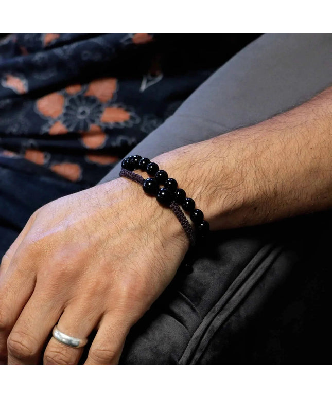 Gemstone Double Power Bracelets - Black Agate - Bee my Gift