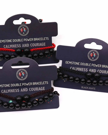 Gemstone Double Power Bracelets - Black Agate - Bee my Gift