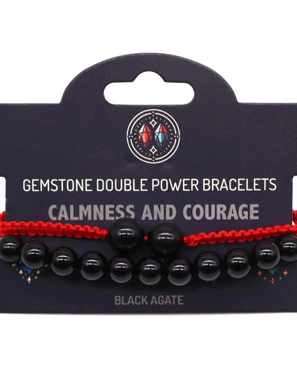 Gemstone Double Power Bracelets - Black Agate - Bee my Gift